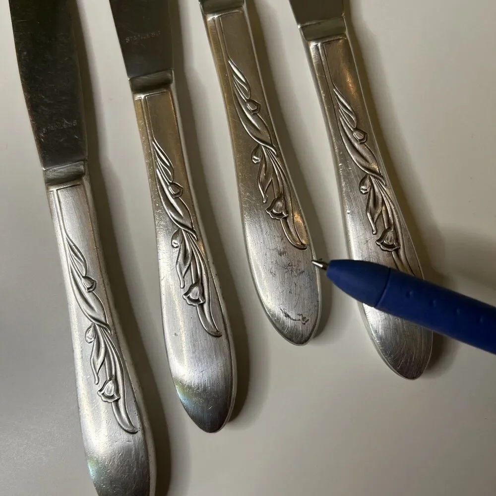 Vintage Stainless Steel Flatware Dinner Knife Knives Set Of 4 lightweight